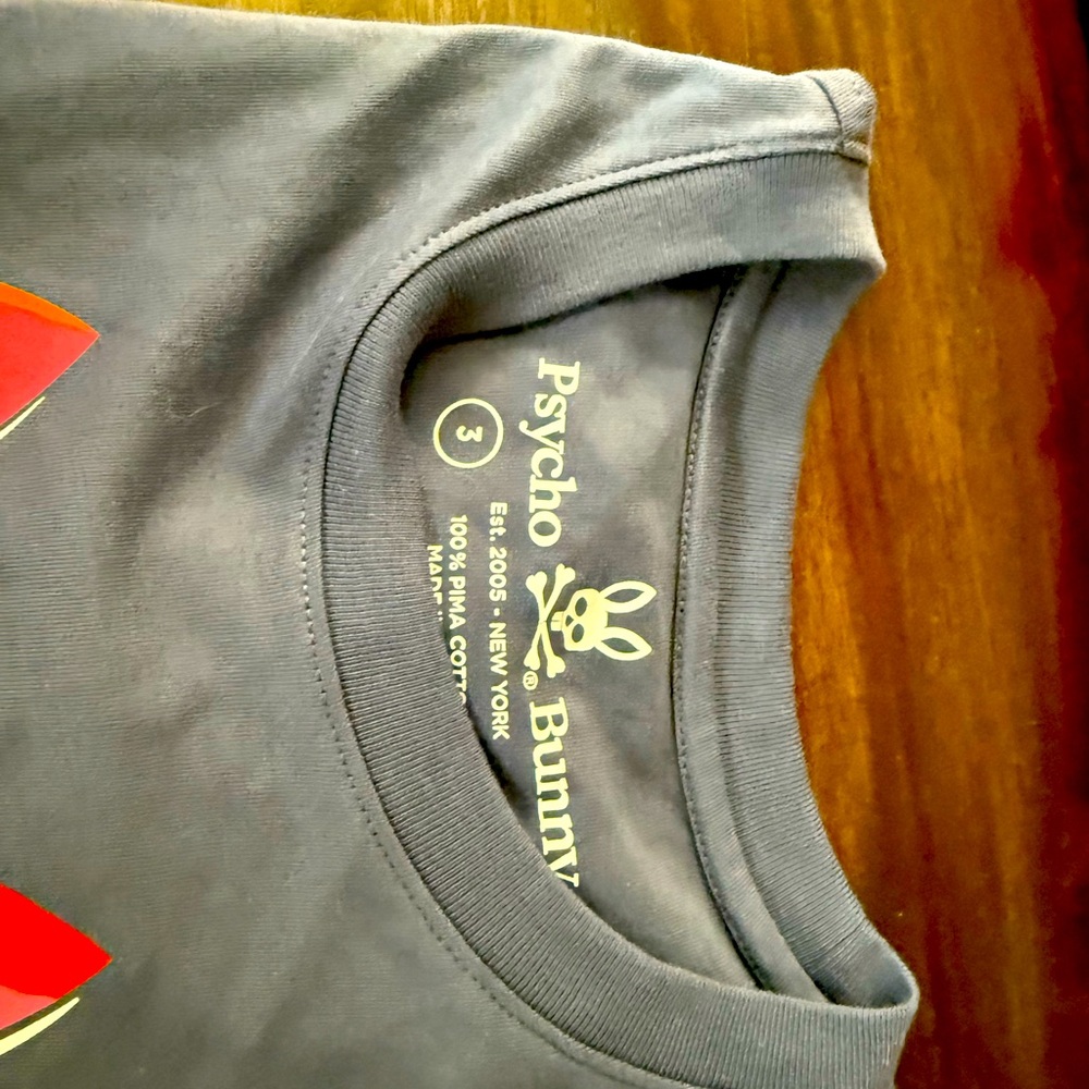 Psycho Bunny Charcoal Tee with Red Accents
